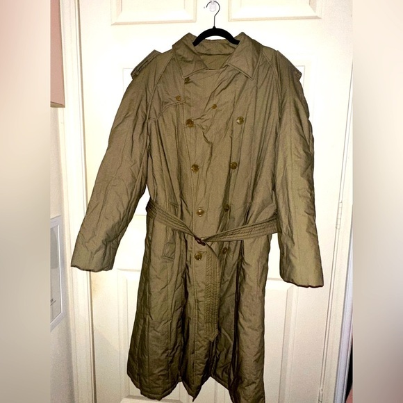 VTG Christian Dior men’s taupe thick puffer trench coat 44R winter fall designer - Picture 1 of 15